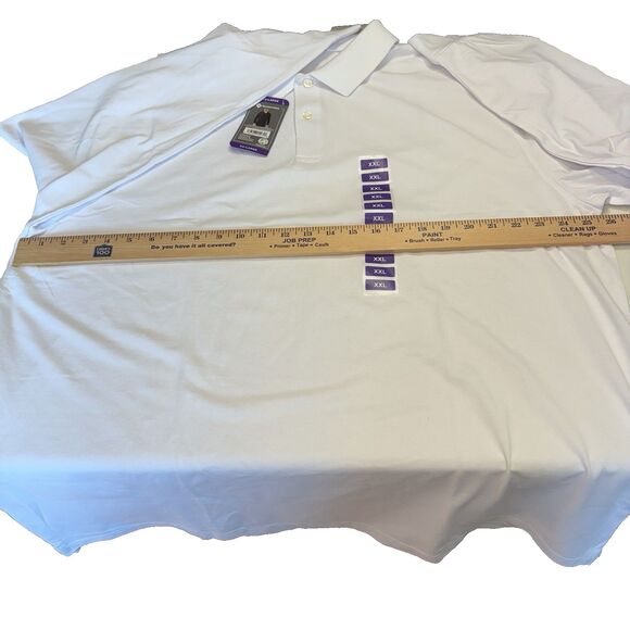 Members Mark Stretch Pique Polo Classic Fit Long Sleeve Shirt Mens XXL White NWT - Picture 9 of 13